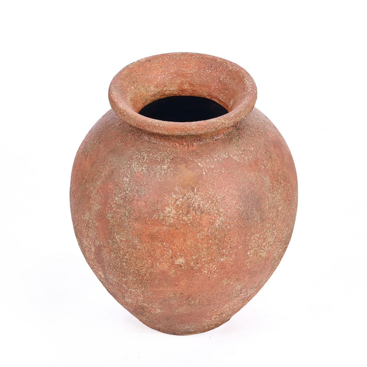 Terracotta vase on a white background