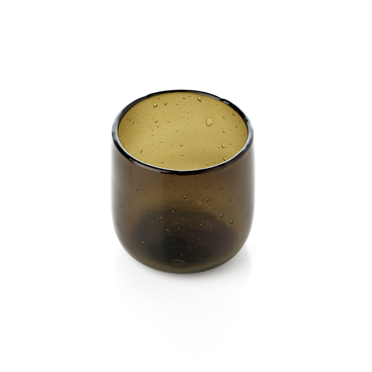 Glass candle holder on a white background