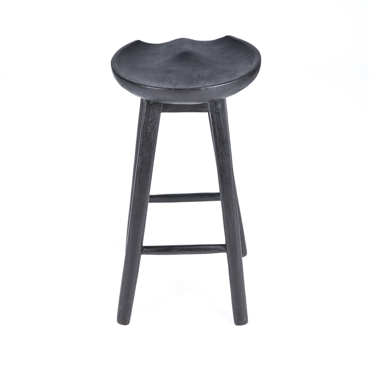 The Tala Bar Stool - Black with a round seat on a white background