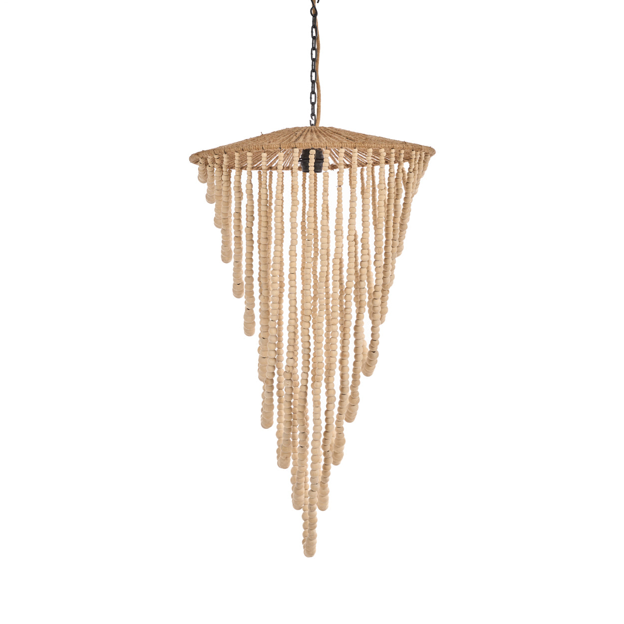 The Wooden Bead Chandelier - Natural - L size on a white background