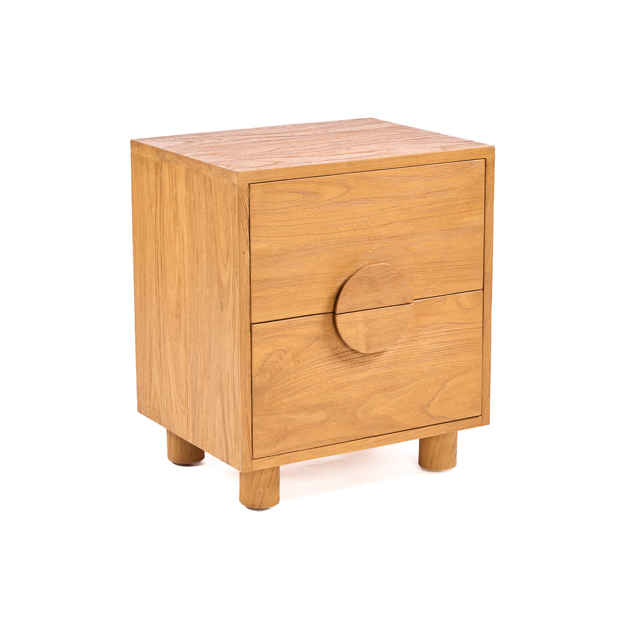 Wooden The Eclipse Nightstand - Natural with drawers on a white background