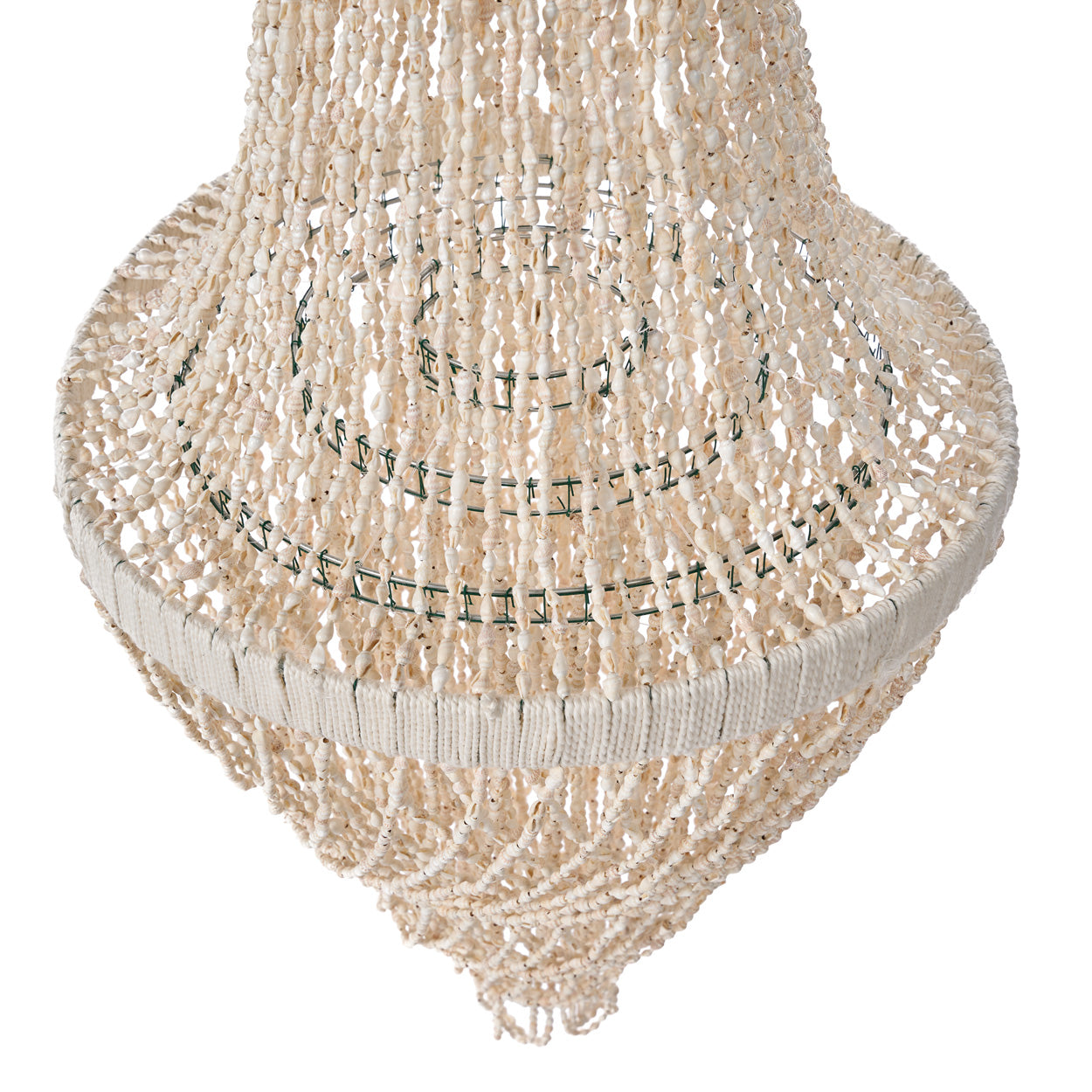 Beaded chandelier in natural colour on a white background