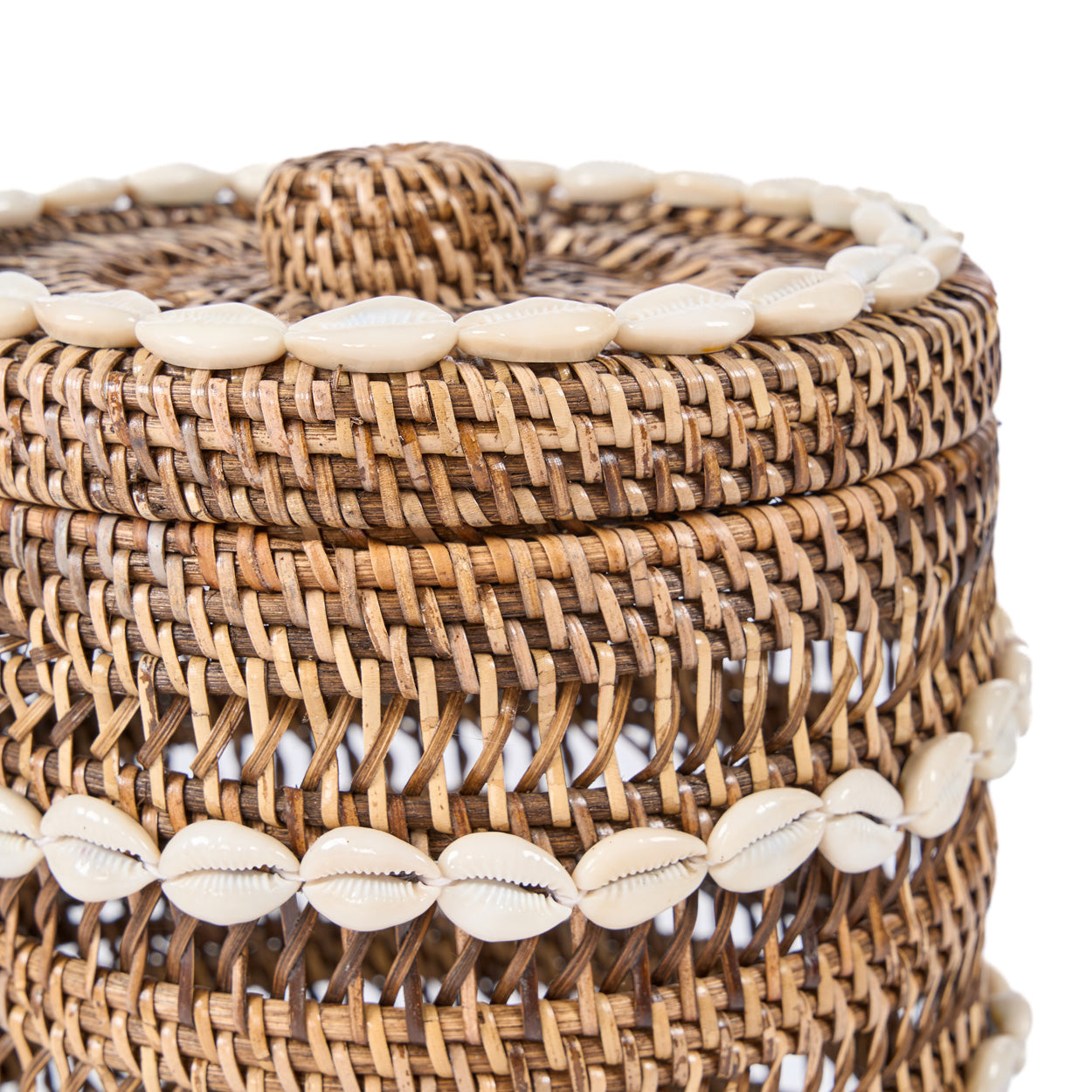 Rattan basket on a white background