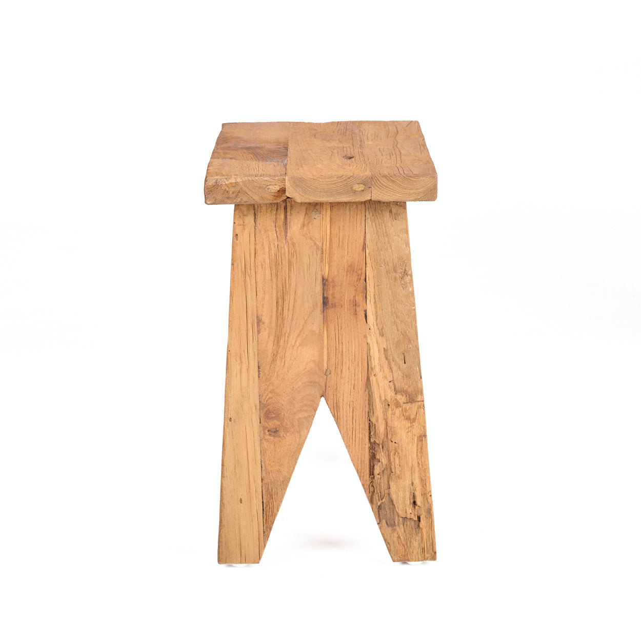 Teak wood stool on a white background