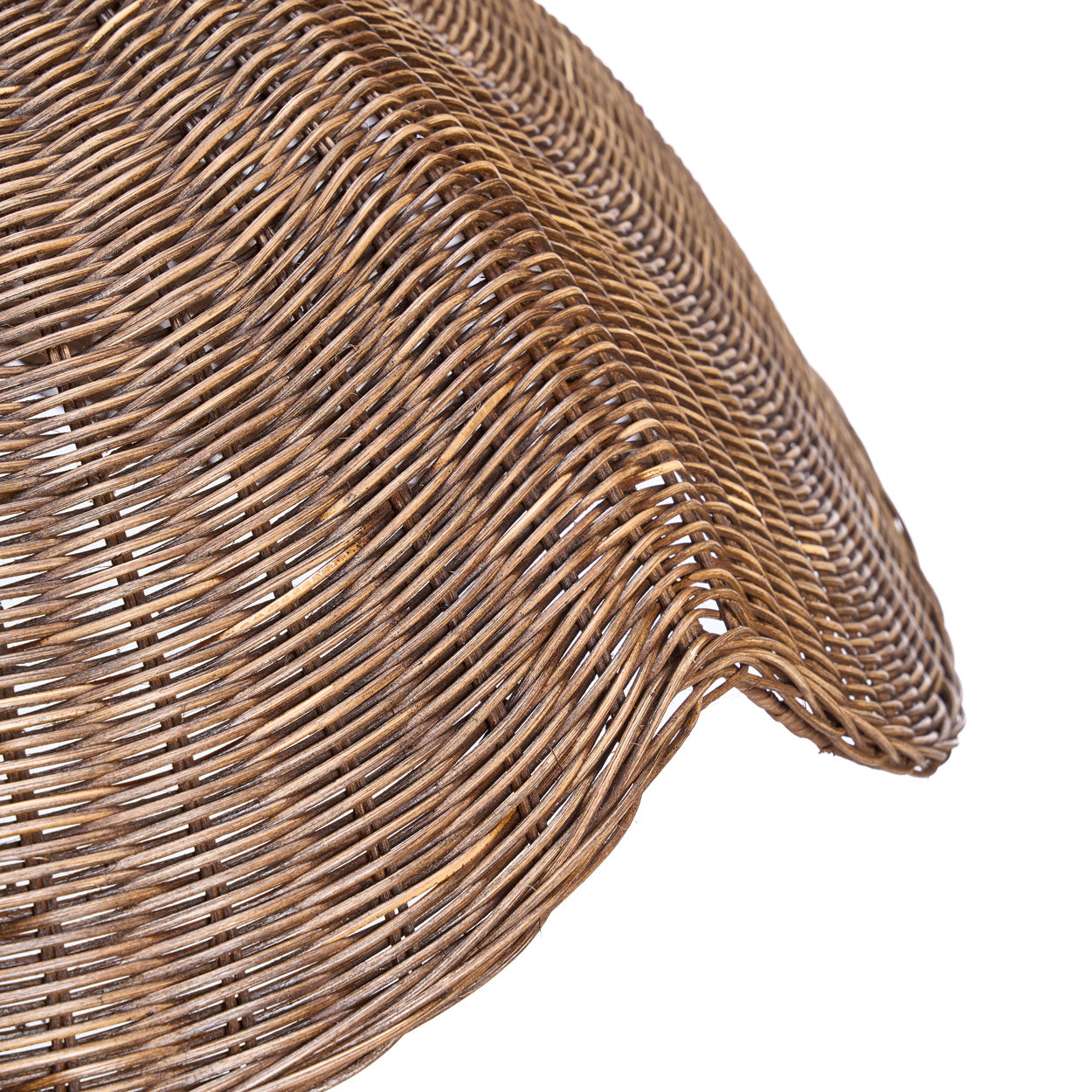 Close-up of a the Wave Pendant - dark walnut with a white background