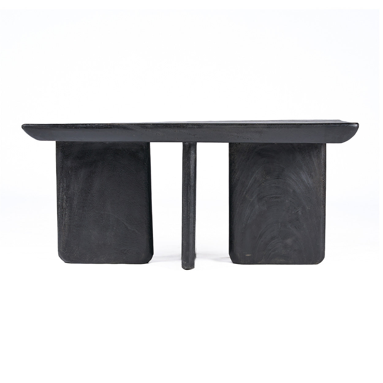 Black rectangular coffee table on a white background