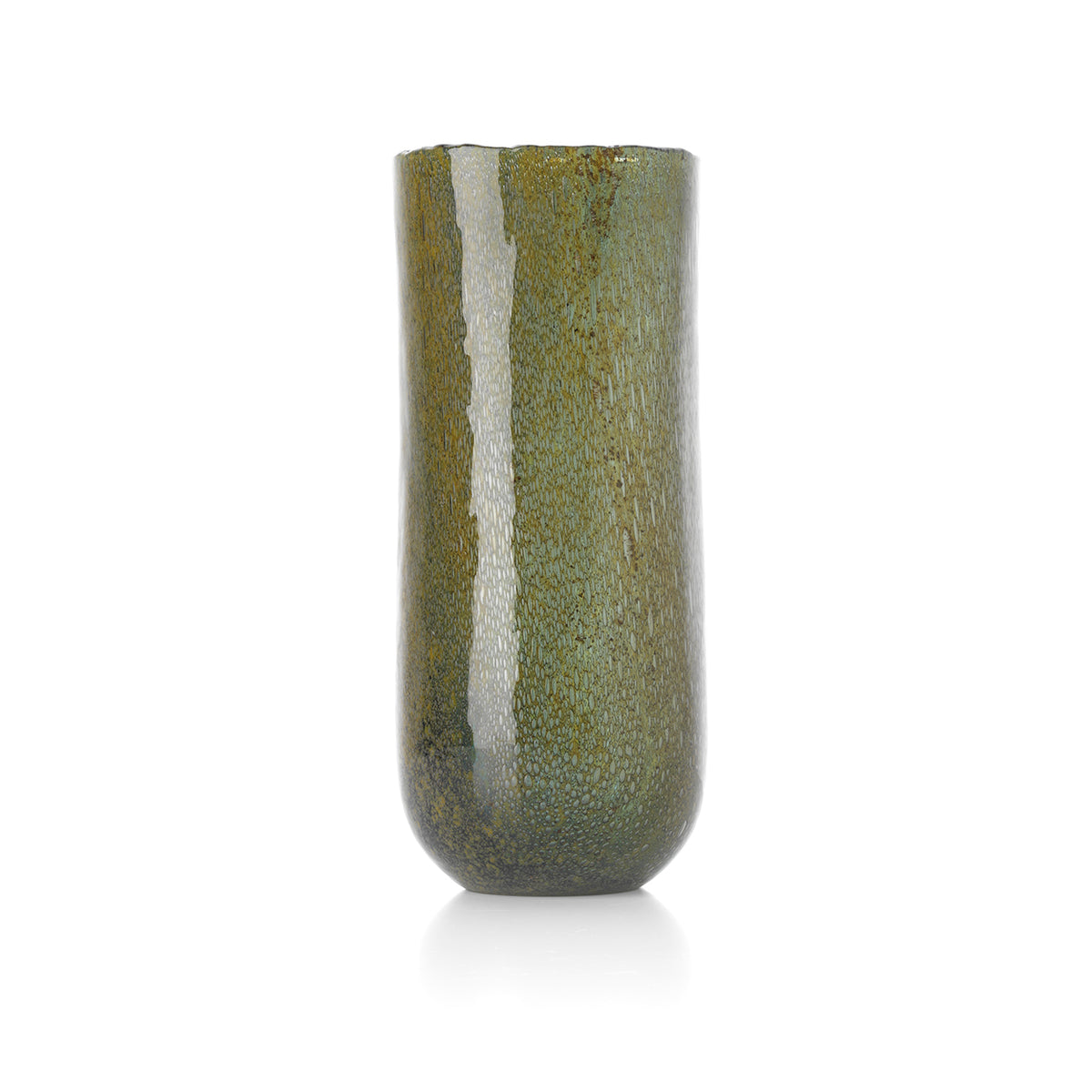 Green glass vase on a white background in high size