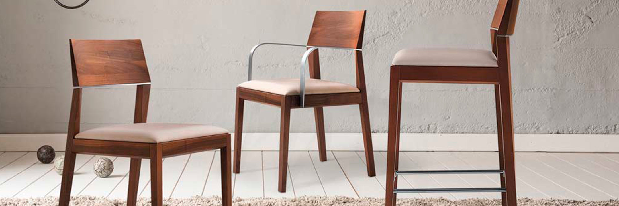 Danish design wooden chairs in different styles