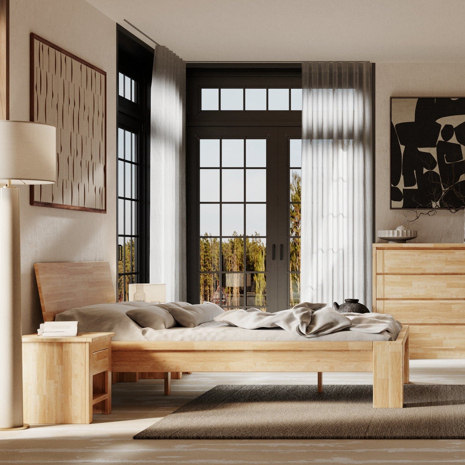 MONTANA Wooden Double Bed Oil Oak Interior