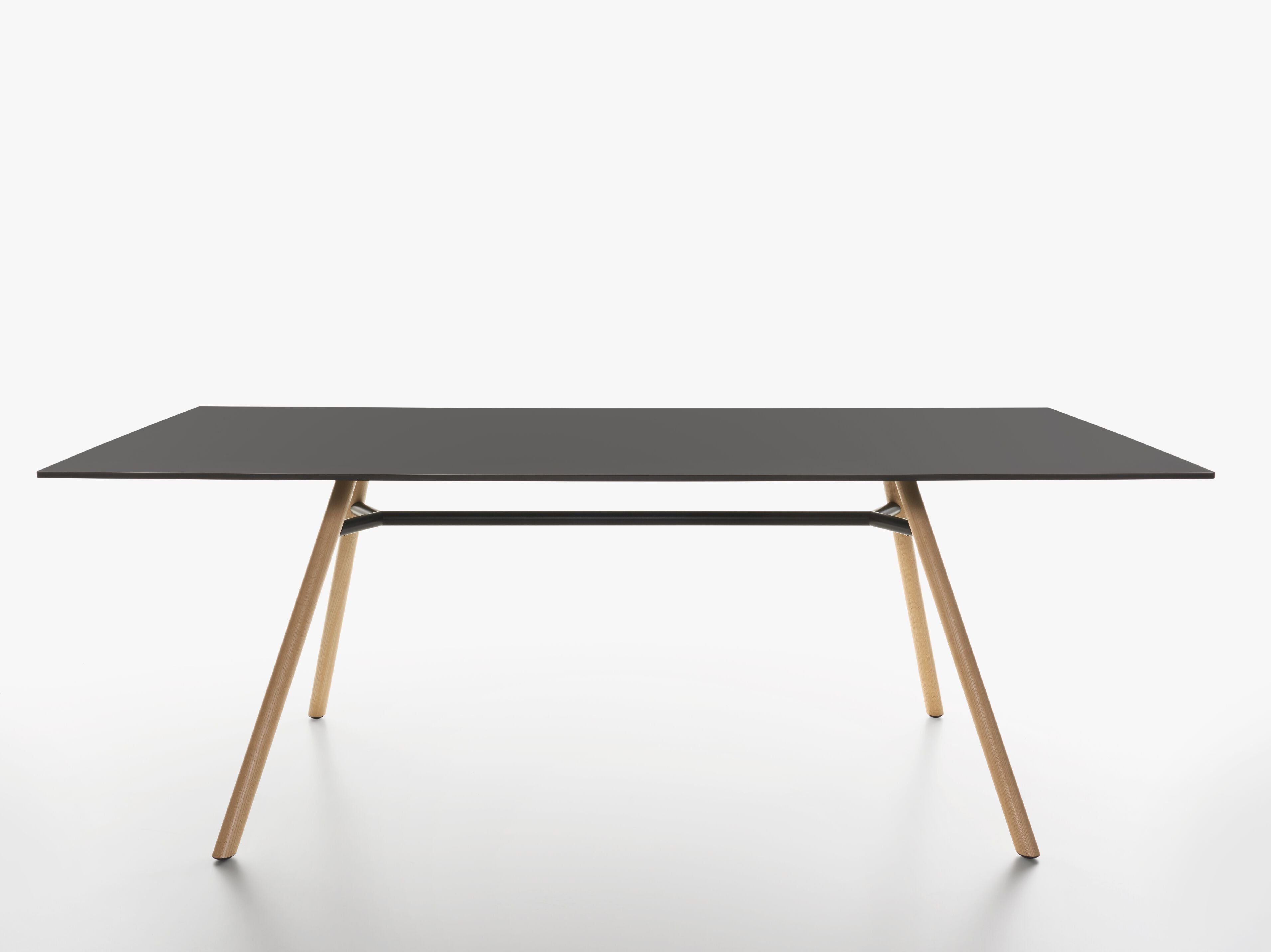 Rectangle MART table with black FunderMAX table top and ash natural legs