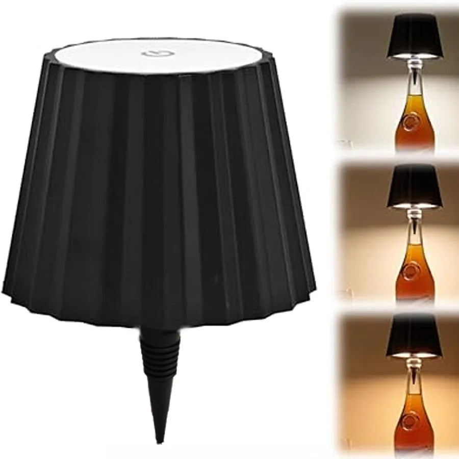 Wireless Bottle Lamp With 3 Colors Black B