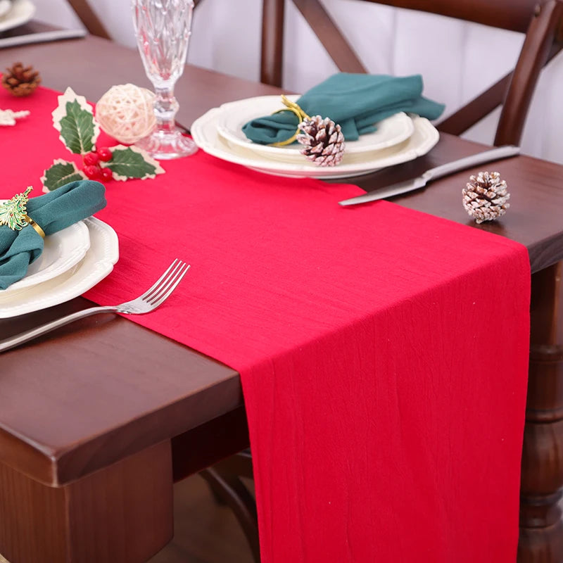 Weißer Tischläufer aus Baumwollstoff