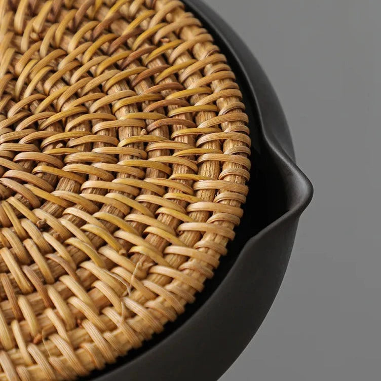 Handgeflochtenes Rattan-Tee-Tablett