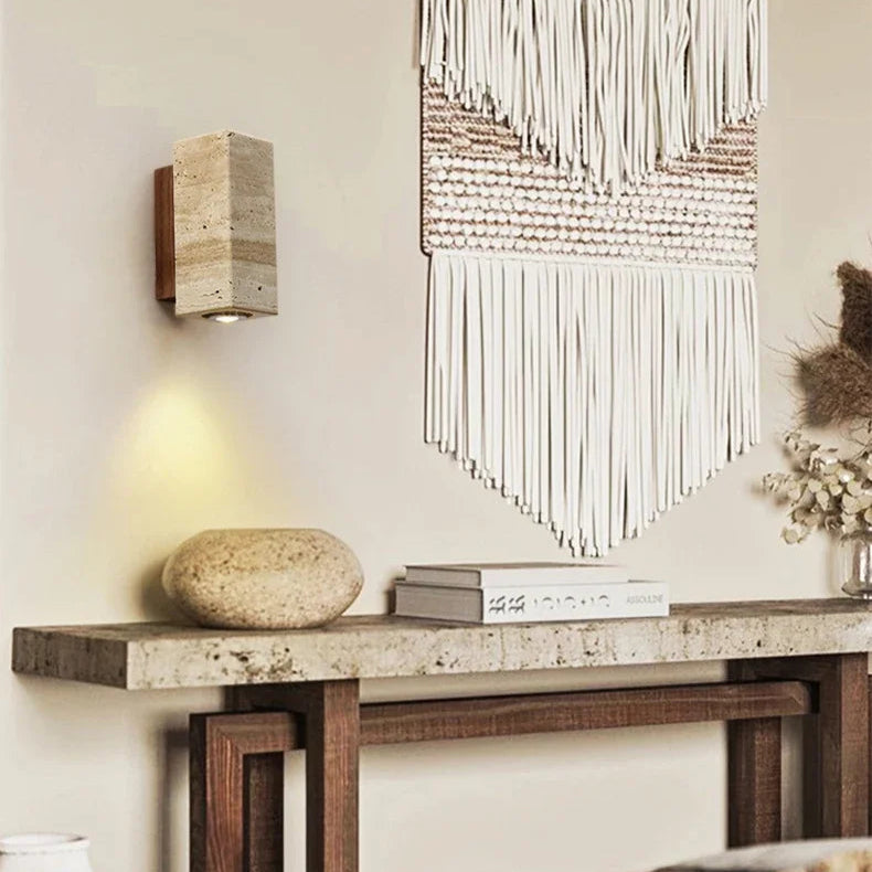 Wabi Sabi Wall Lamp From Travertine Stone 8