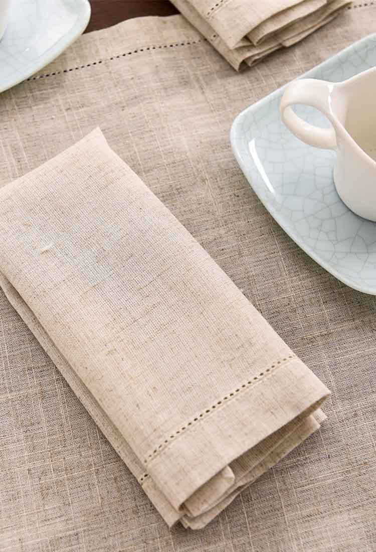 Handmade and pleasant to the touch linen tablecloth.