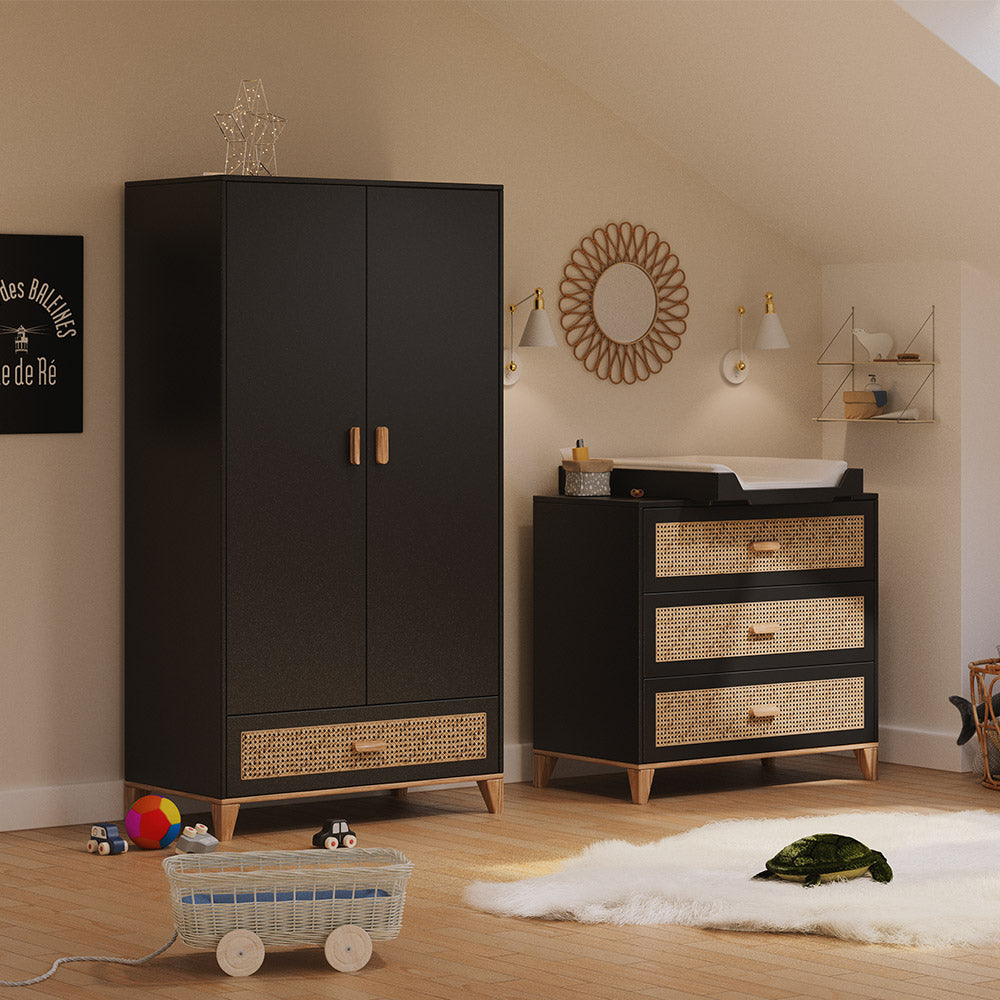 NAMI Rattan Chest of Drawers Black Interior