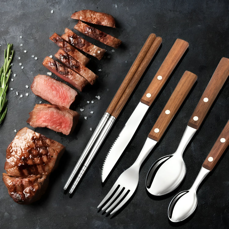 Retro-Stil Geschirr Holz und Edelstahl