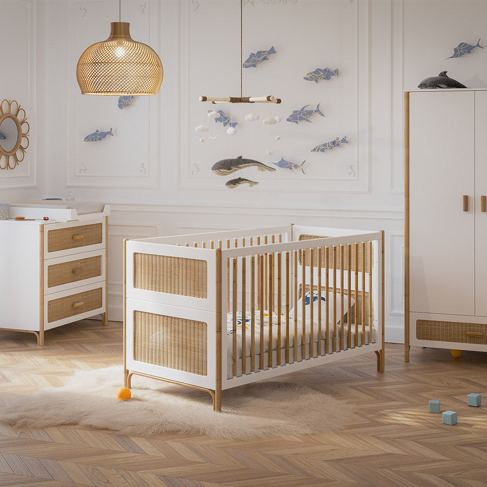 OCEANIA Rattan Evolutive Bed 70x140 White Interior