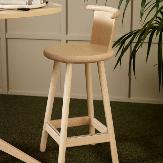 MILO Stool with Backrest natural frame and backrest