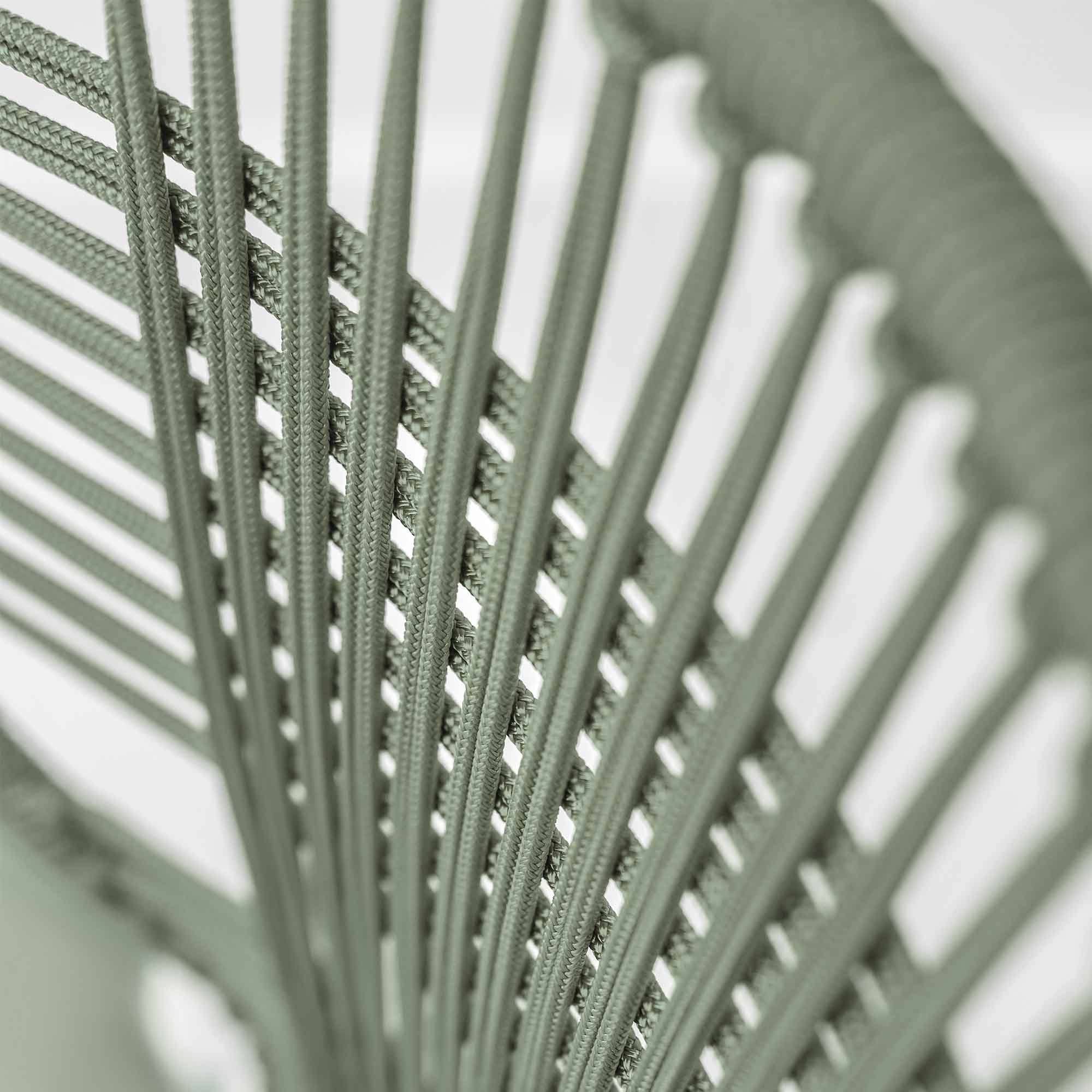 JACKIE Chair ash base, green rope backrest macro detail view