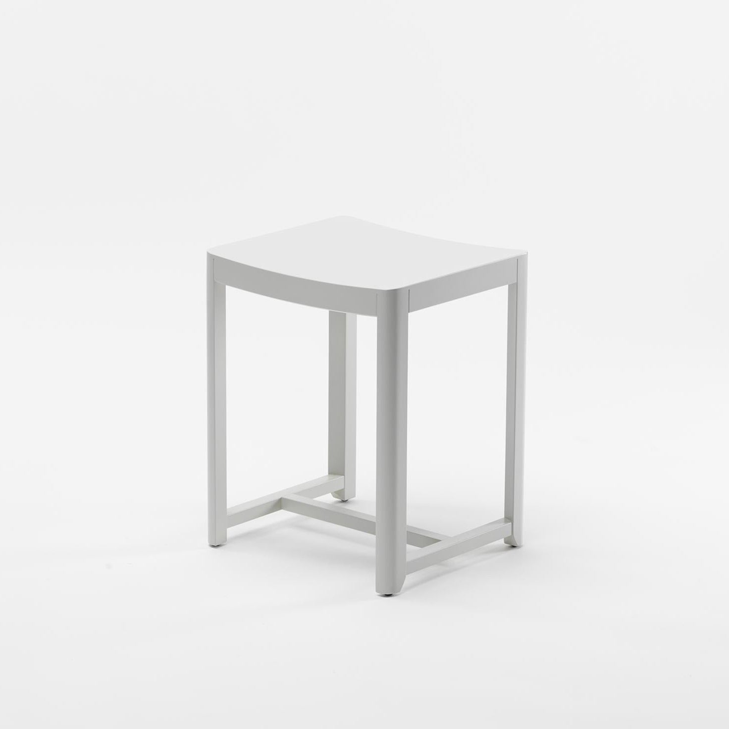 SELERI Low Stool White Plywood Seat front view