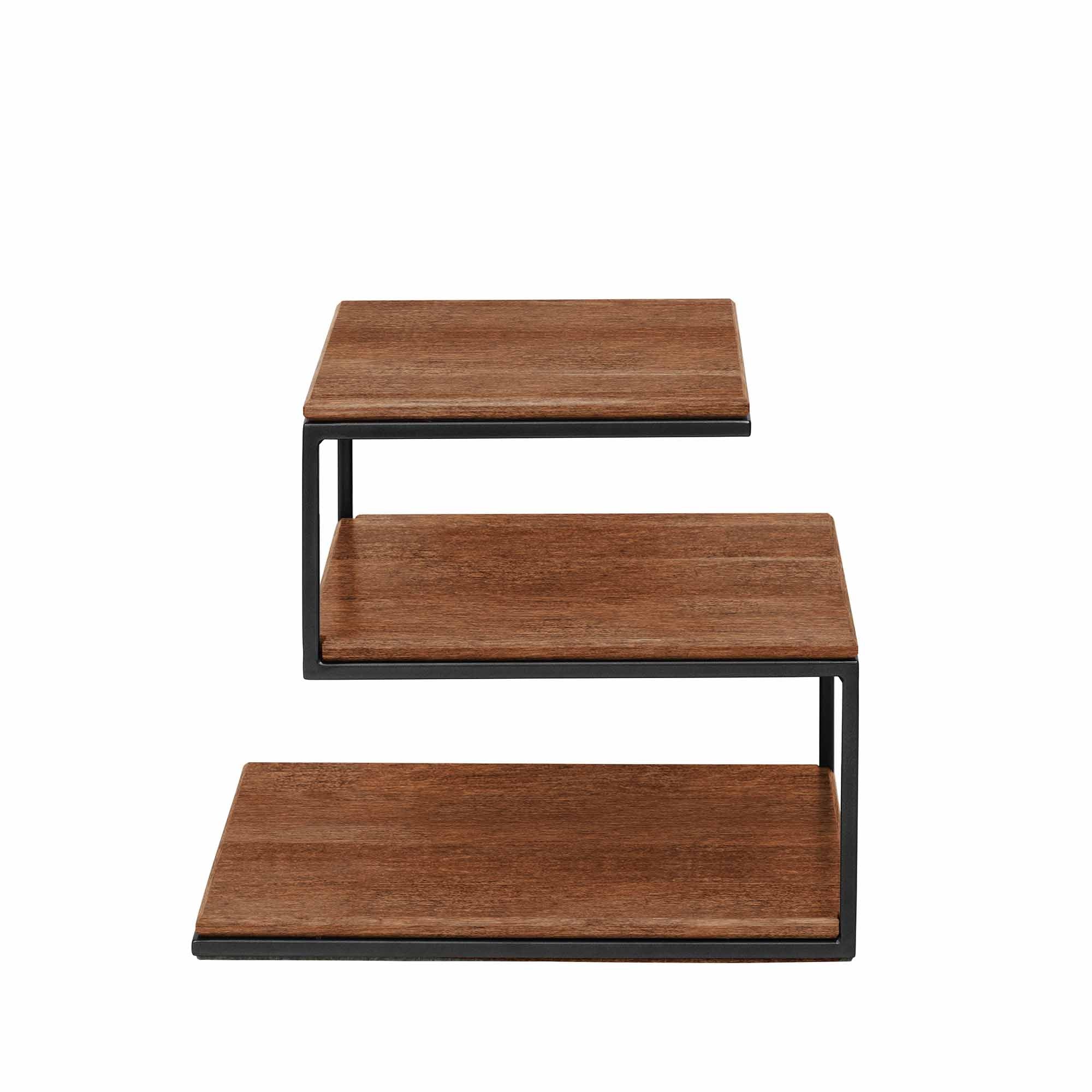 Layer Table, Beech Wood, Walnut Colour black frame side view