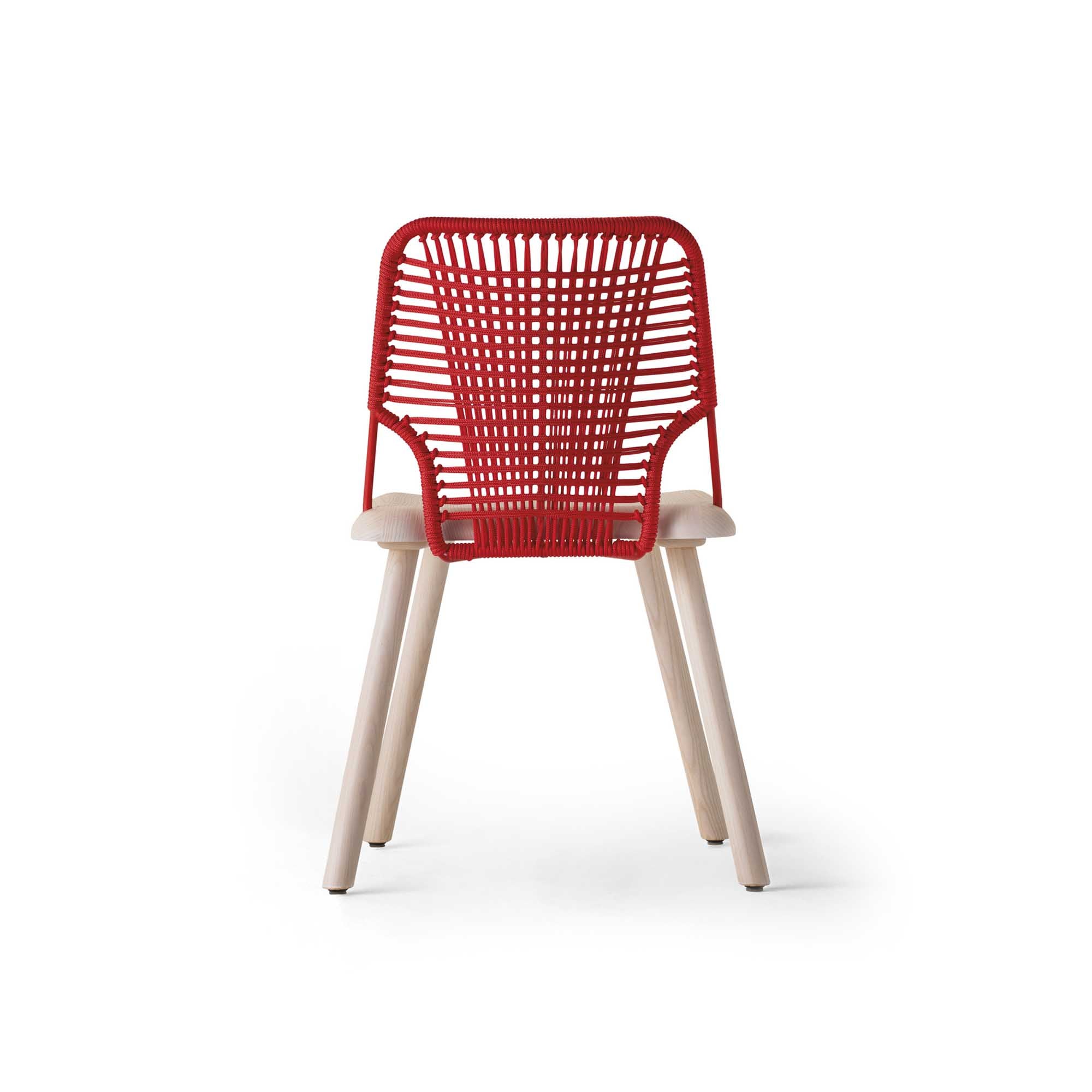 JACKIE Chair ash base, red rope backrest, ash base