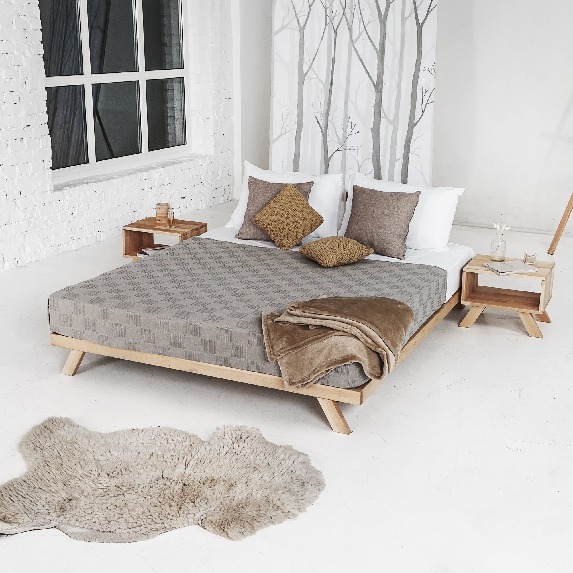 ALLEGRO Double Bed, Beech Wood interior view