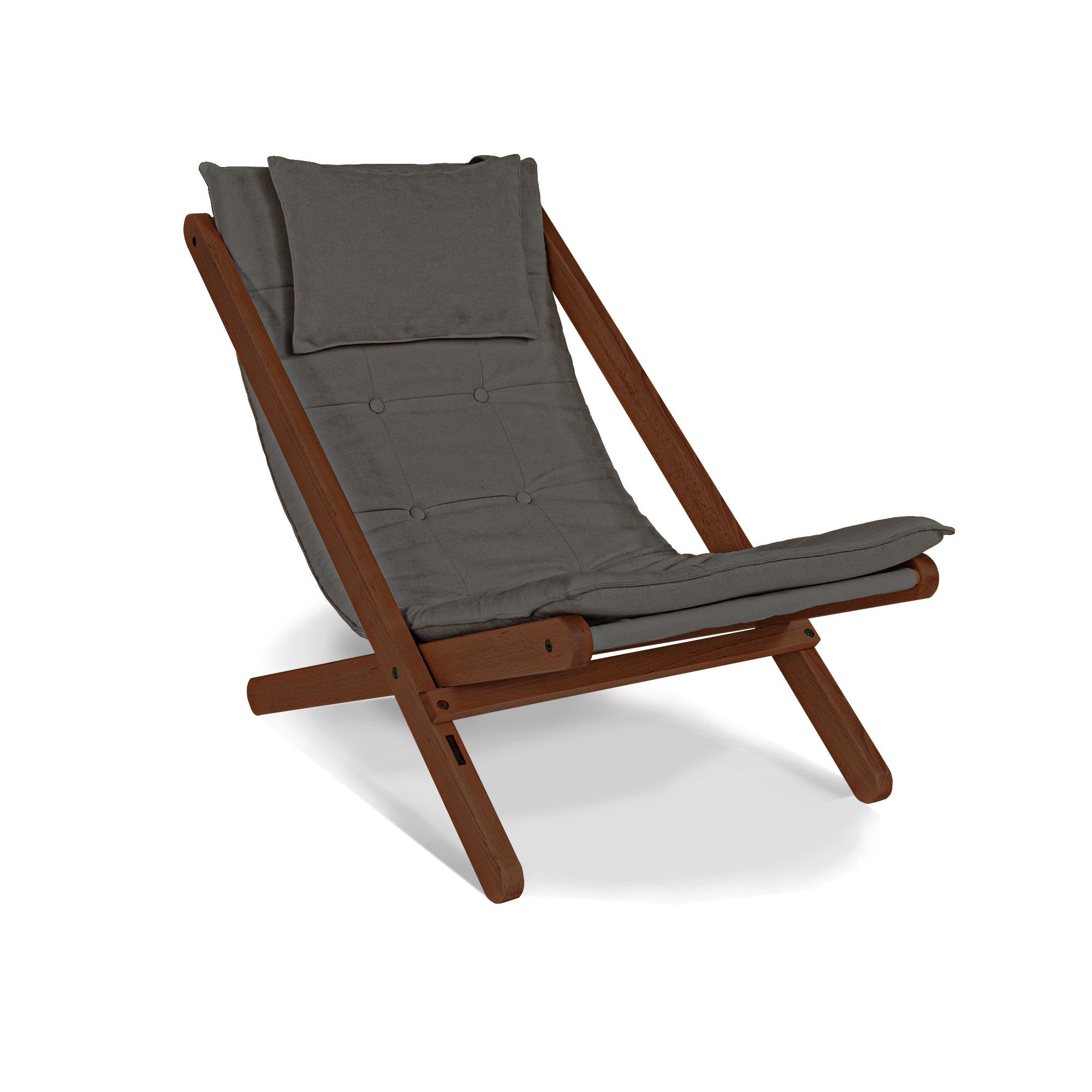 ALLEGRO Deckchair -walnut frame-gray fabric