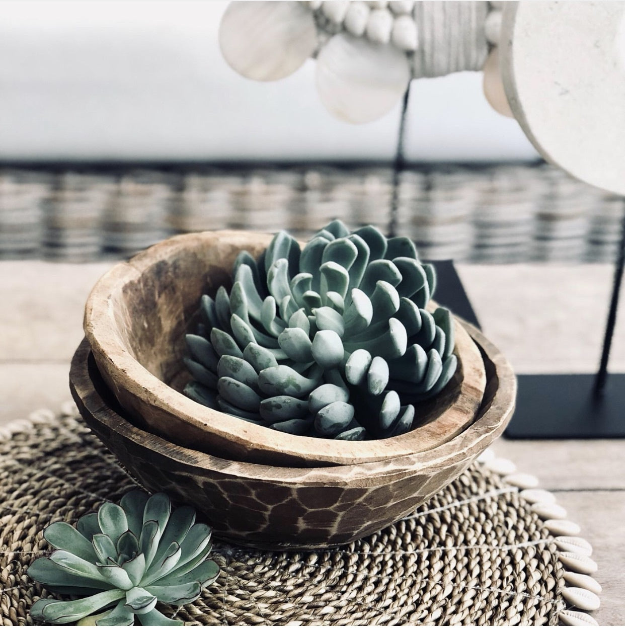 SEAGRASS Shell Placemat natural interior view