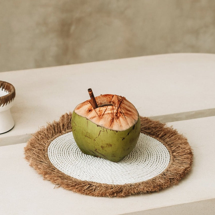 THE WATER HYACINTH RAFFIA Platzdeckchen Weiß