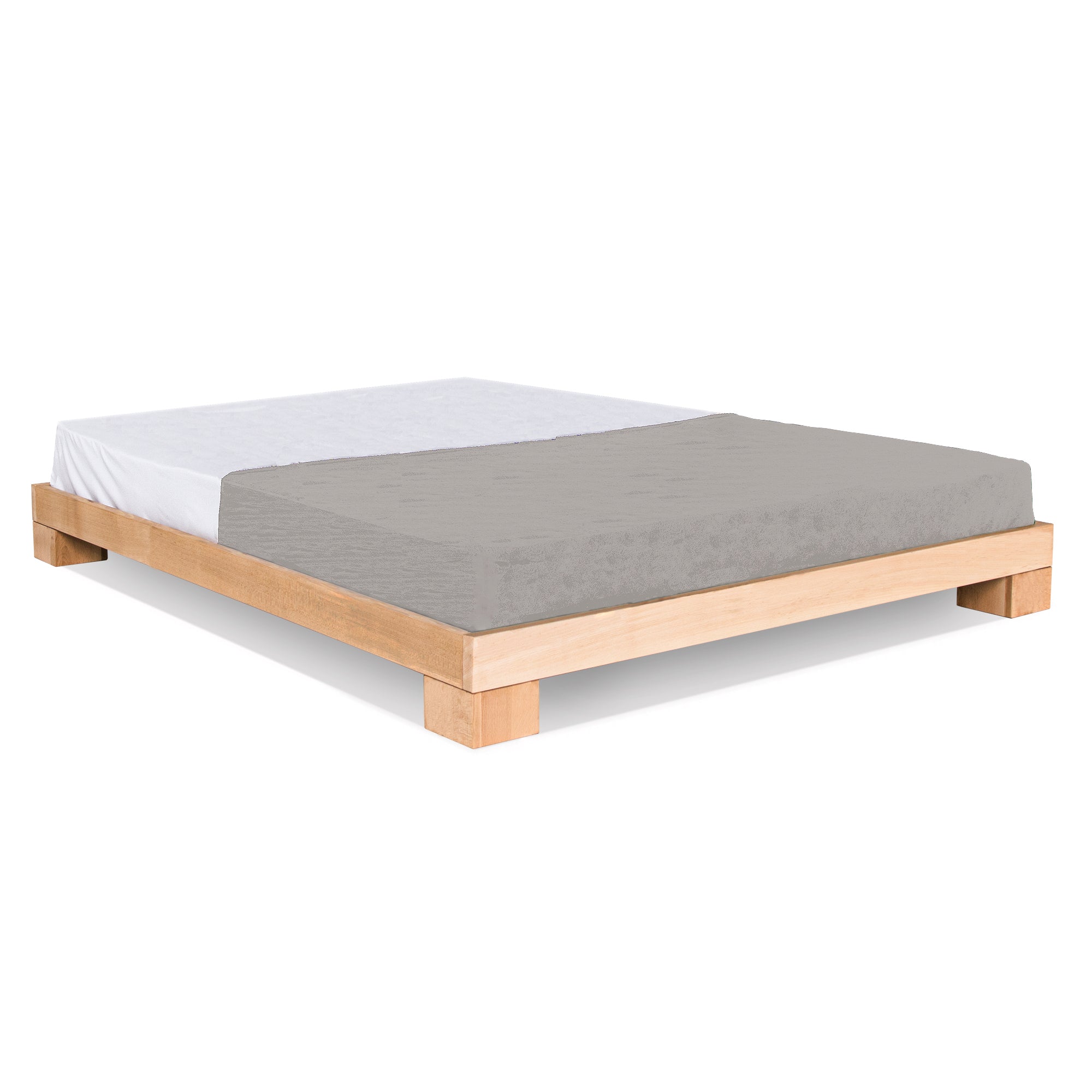 CUBE Double Bed, Beech Wood-front view