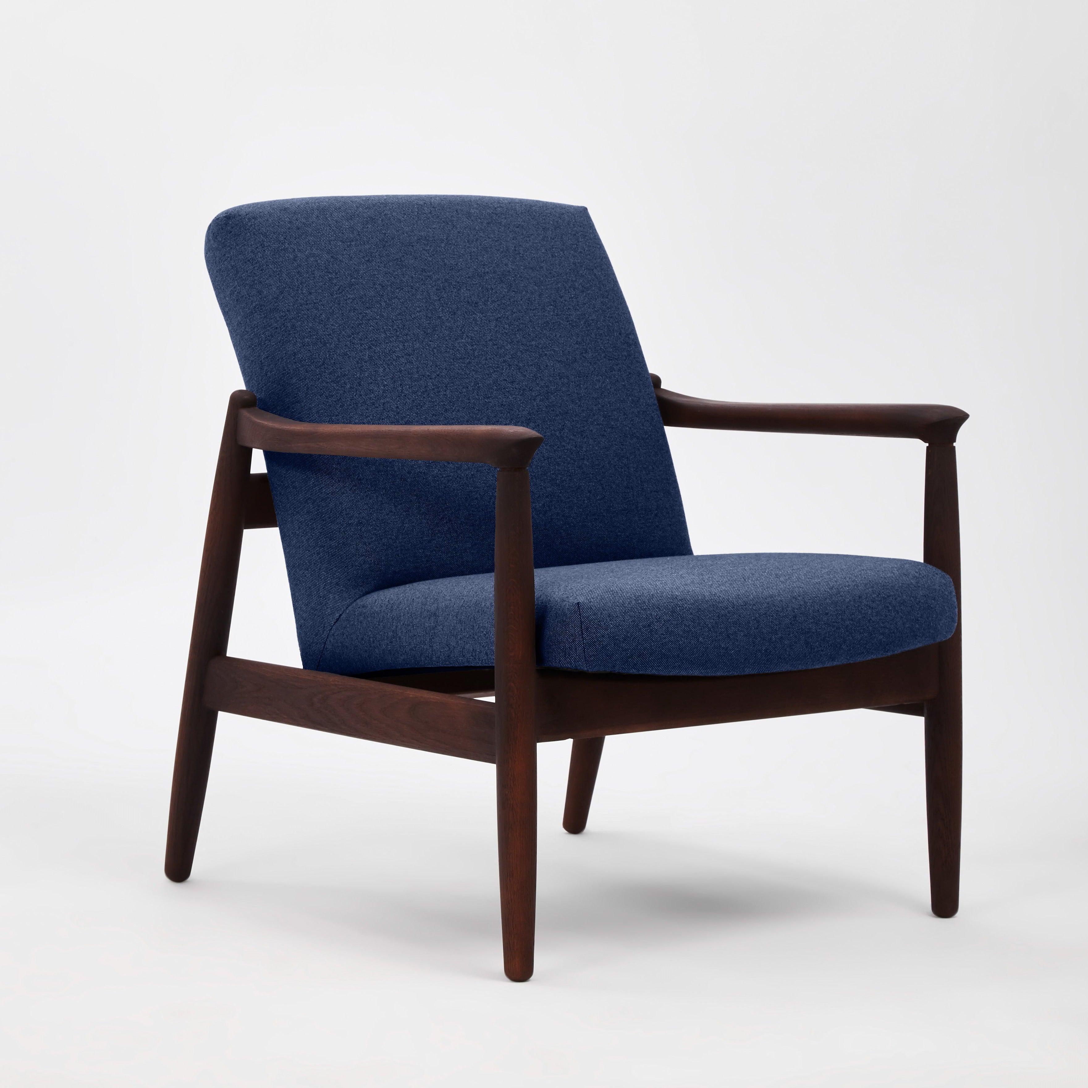 H 64 Lowback Chair oak frame upholstery colour dark blue