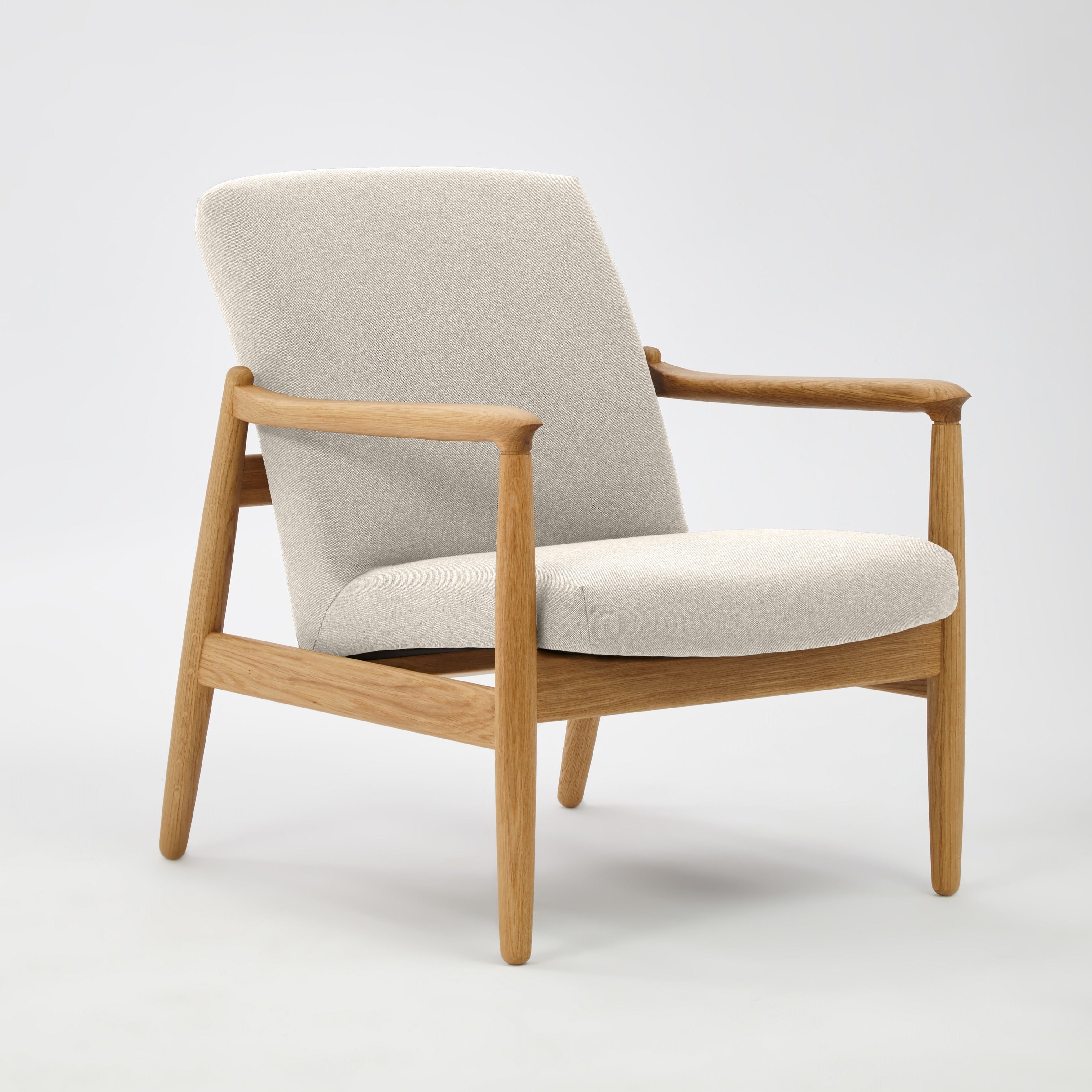 H 64 Lowback Chair white finish oak frame upholstery colour white