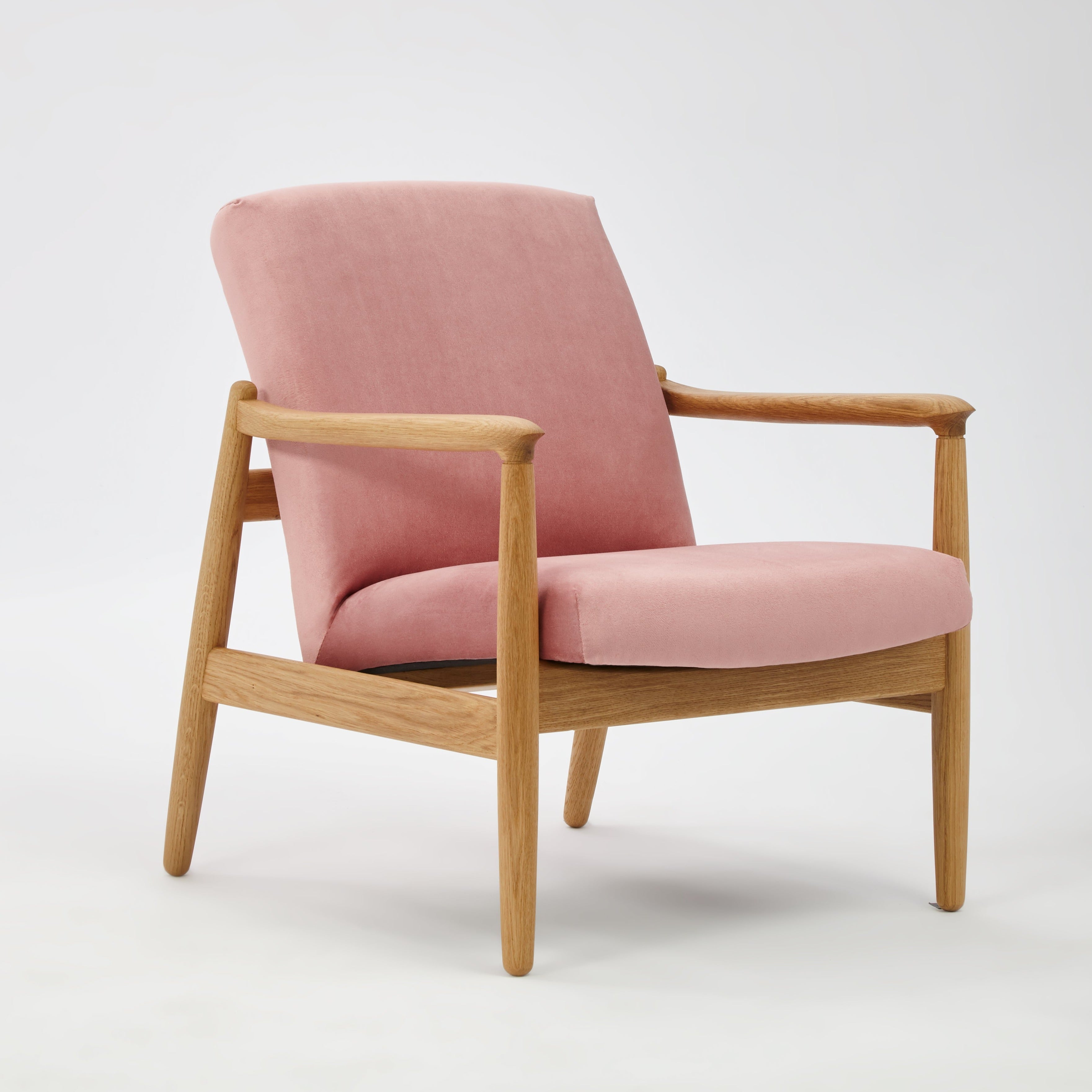 H 64 Lowback Chair white finish oak frame upholstery colour pink