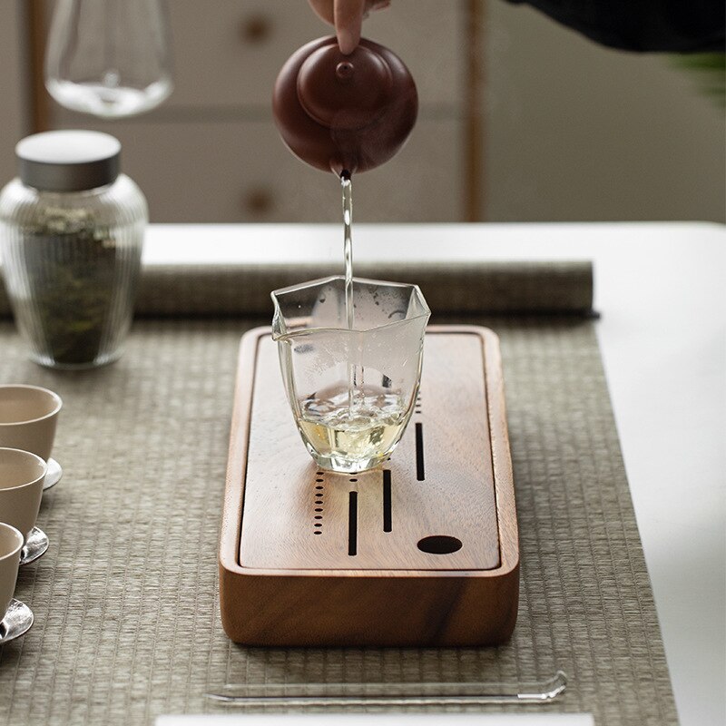 Walnut Water Storage Tea Tray with kettle