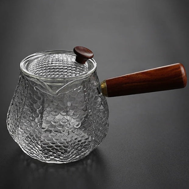 Hand Made Heat-Resistant Glass Teapot side view