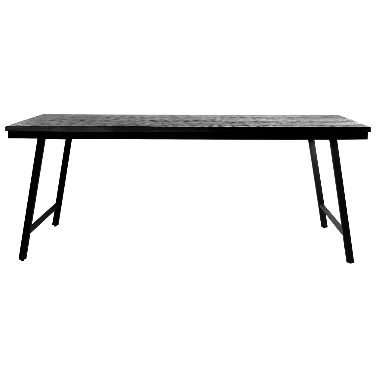 THE HERRINGBONE Market Table - Black - 200 cm front view
