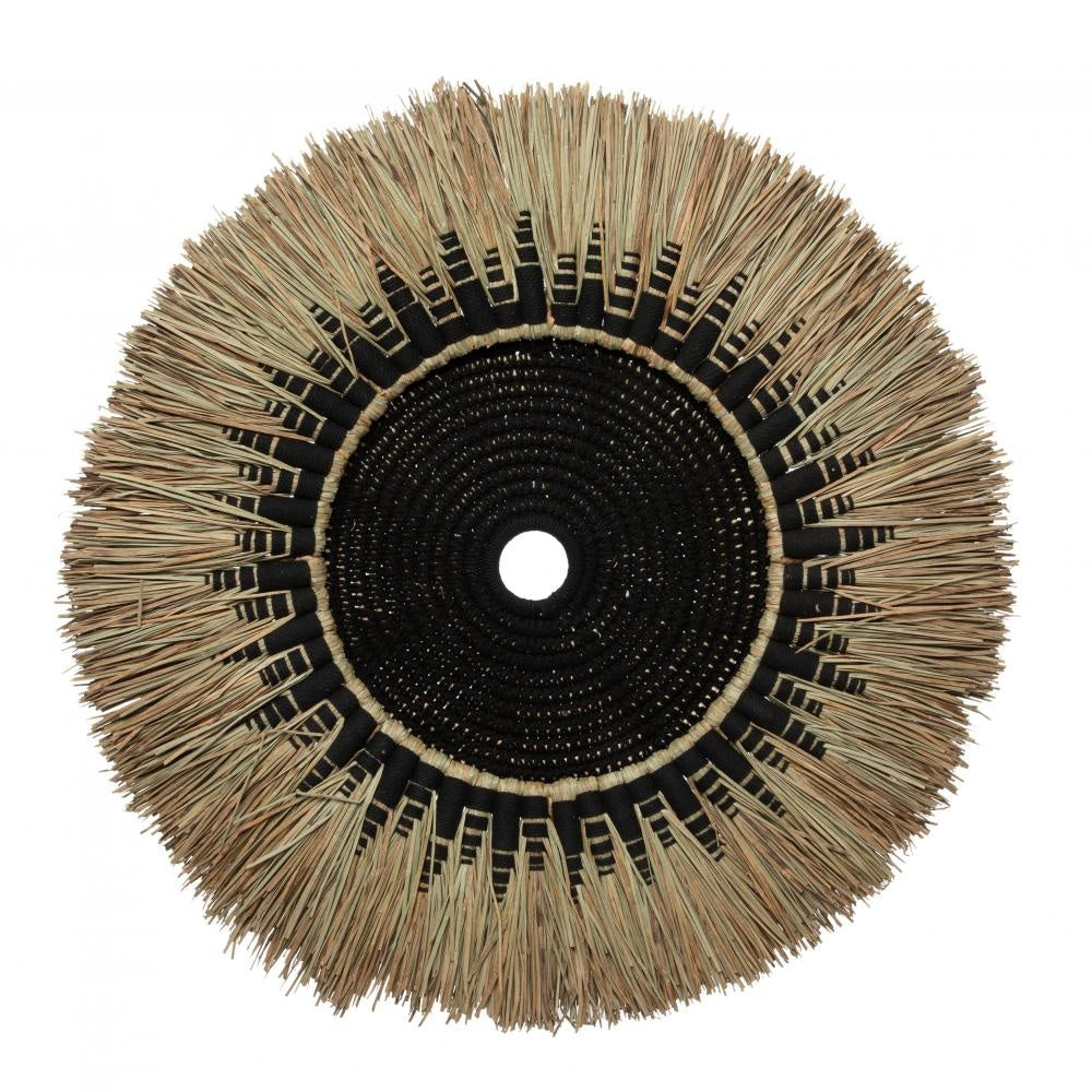 THE RAFFIA MACRAME WALL Decor-Black Natural front view