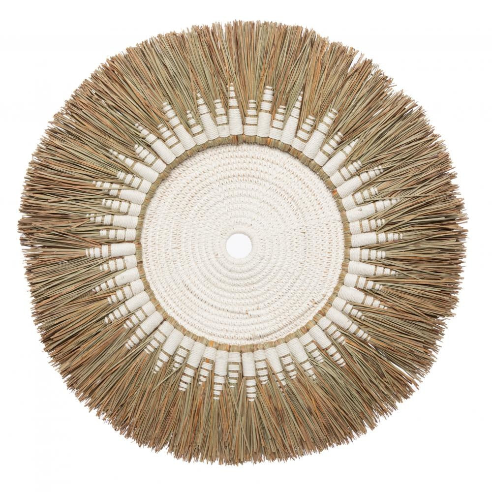 THE RAFFIA MACRAME WALL Decor-White Natural front view