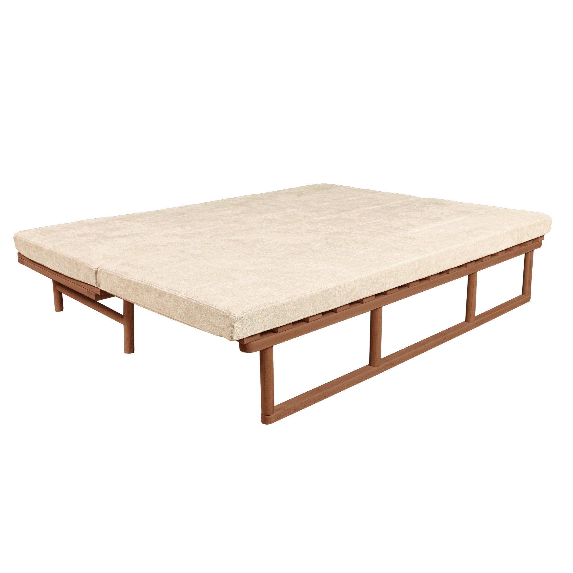 Le MAR Folding Daybed, Beech Wood Frame, Caramel Colour-creamy upholstery-folded view