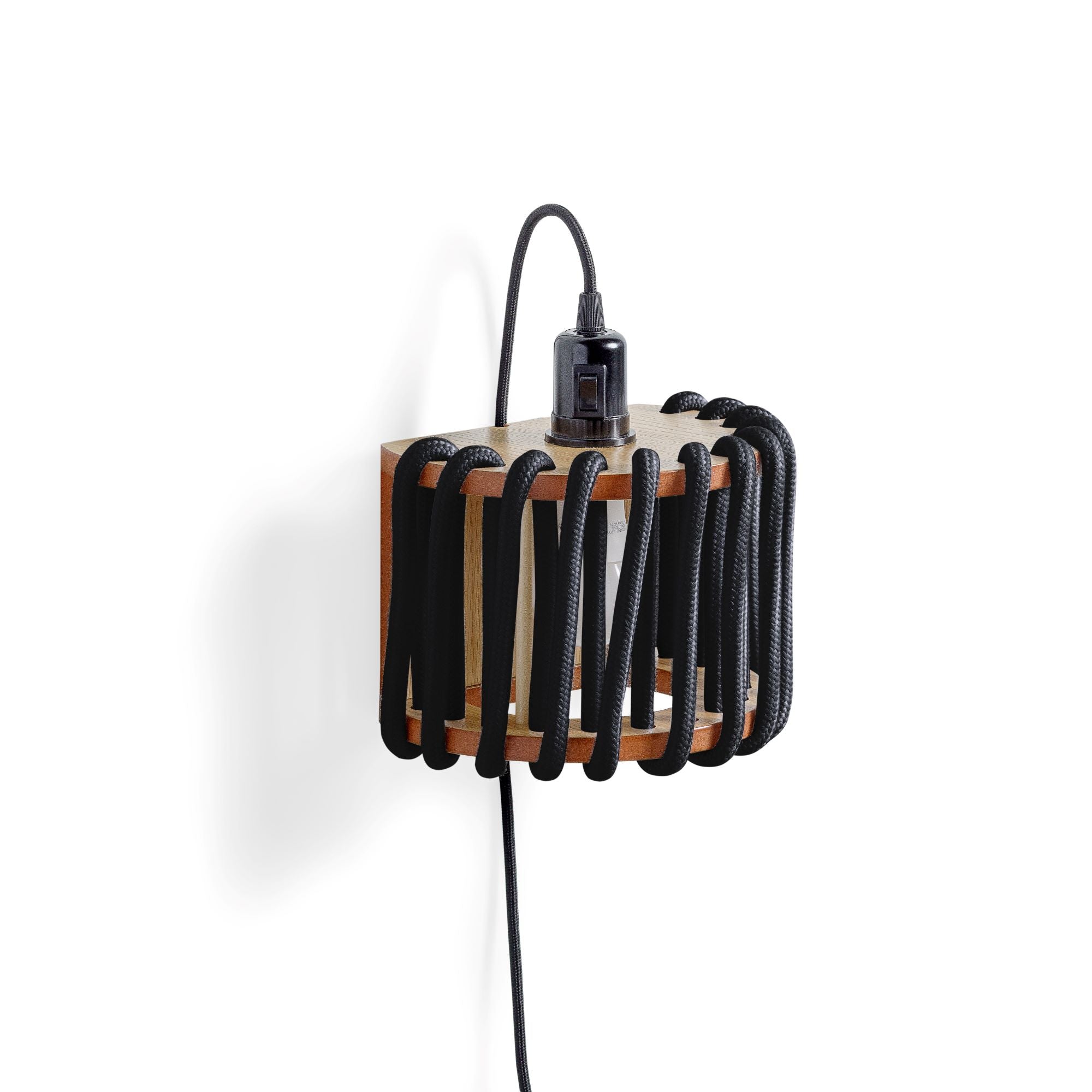 MACARON Wall Lamp Black 20 cm half-side view with bulb holder up