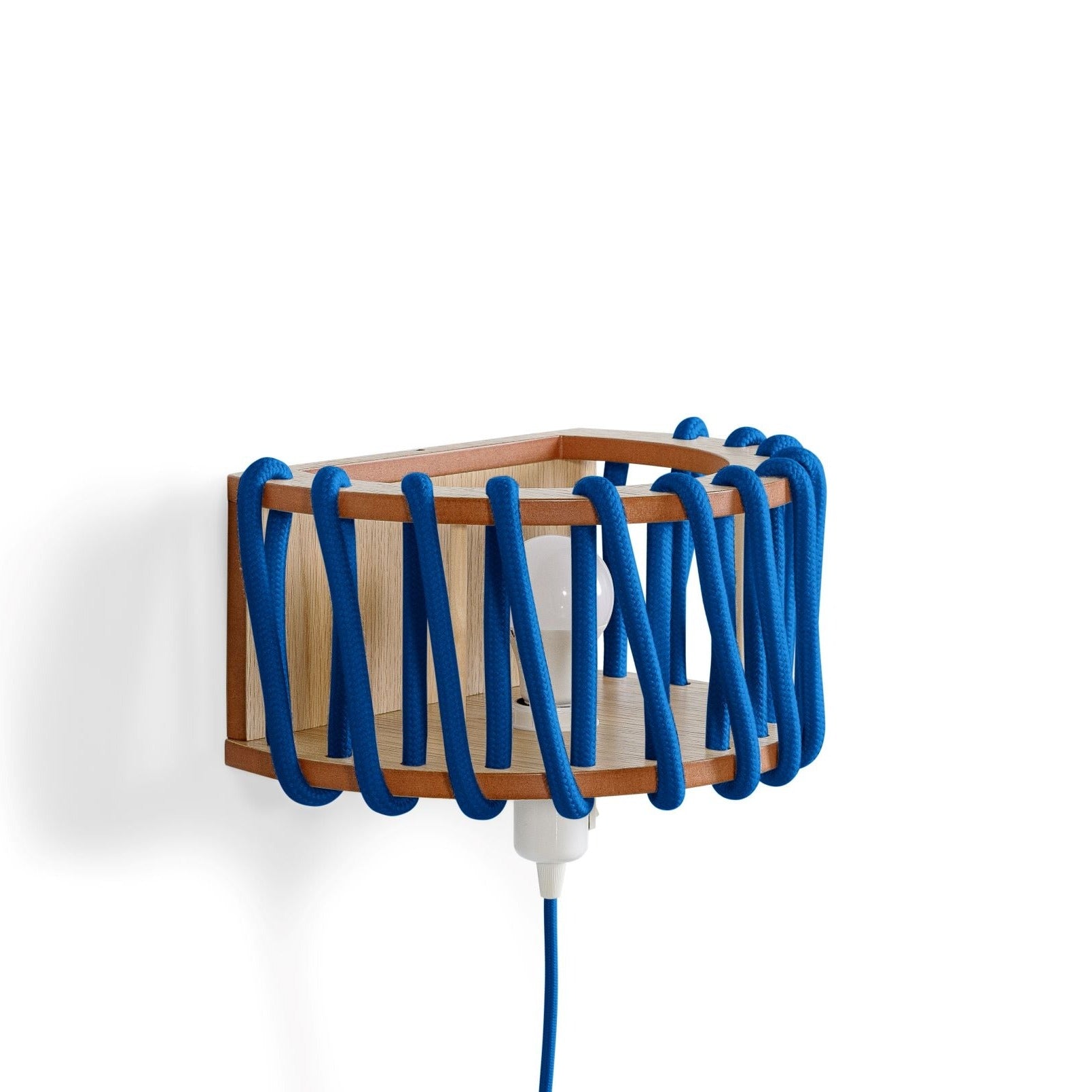 MACARON Wall Lamp Blue 30 cm half-side view bulb holder is down