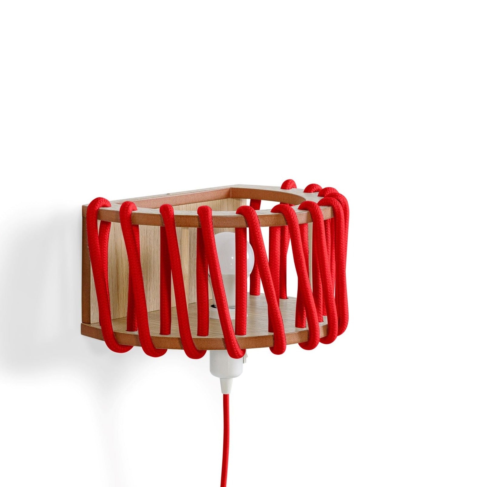 MACARON Wall Lamp Red 30 cm half-side view, bulb holder is down