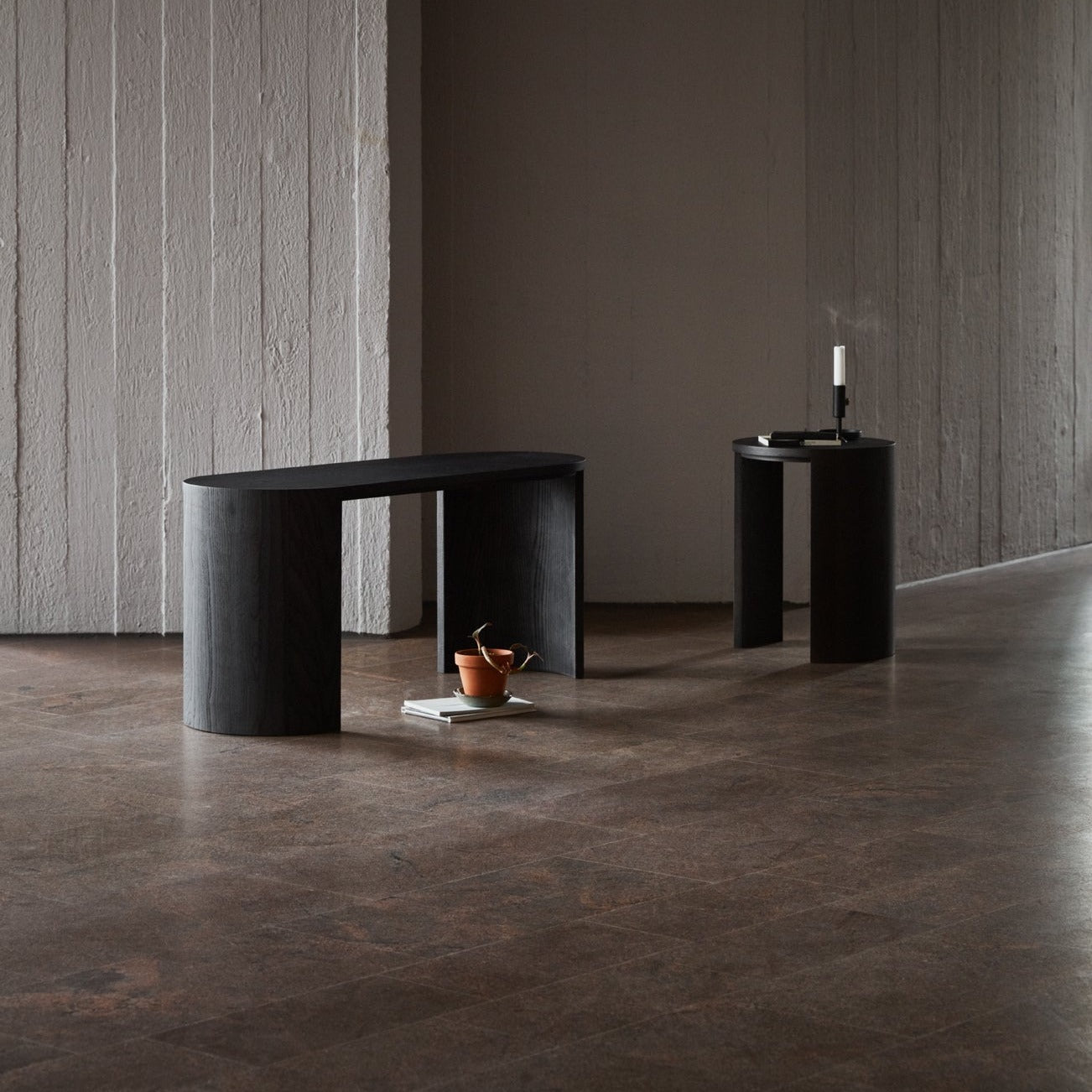 Side Table, Bench Black Ash Interior