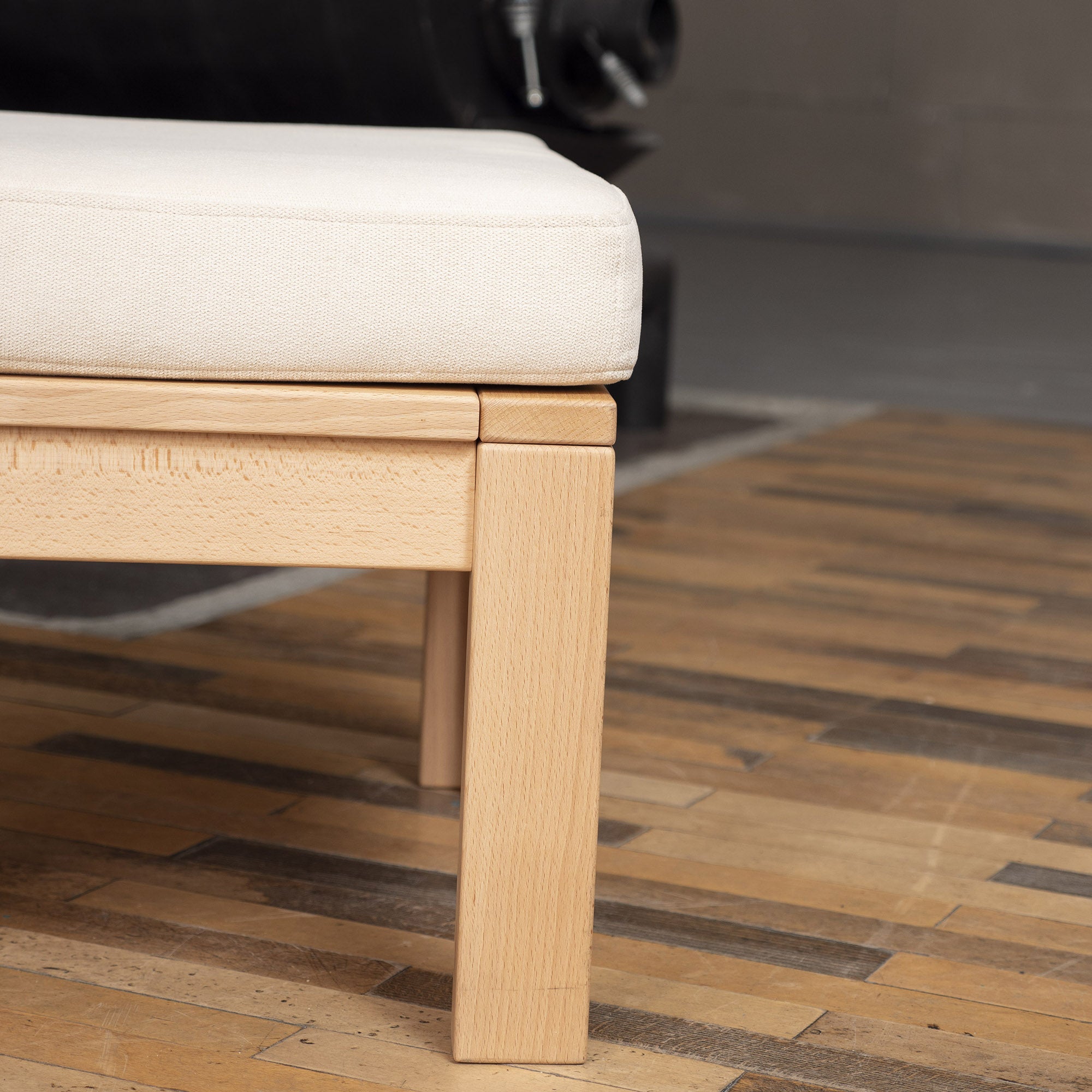 MEXICO Table Pouffe- Beech Wood cream colour-crop view