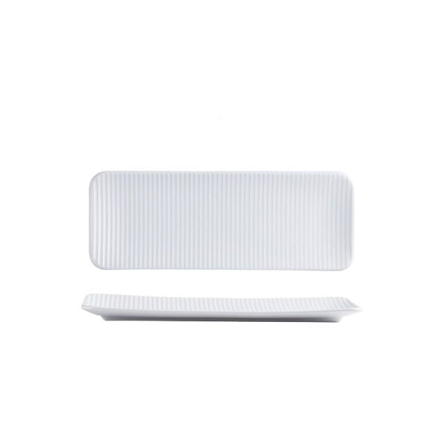 Langer rechteckiger Sushi-Teller aus nordischer Keramik