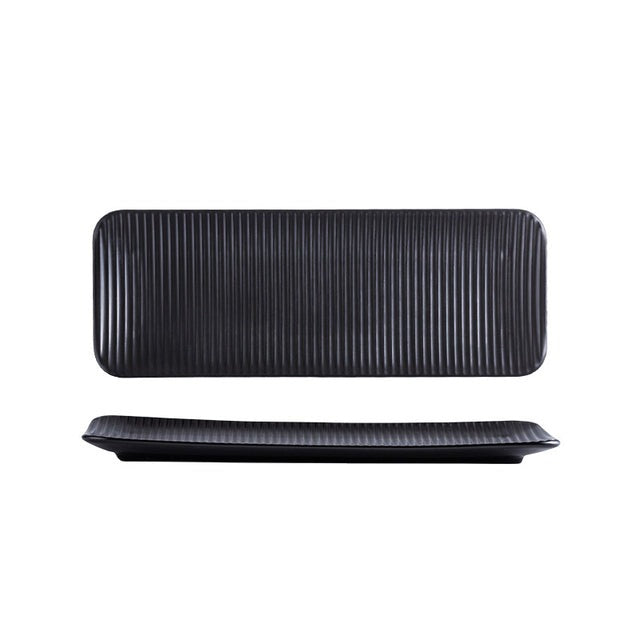 Langer rechteckiger Sushi-Teller aus nordischer Keramik