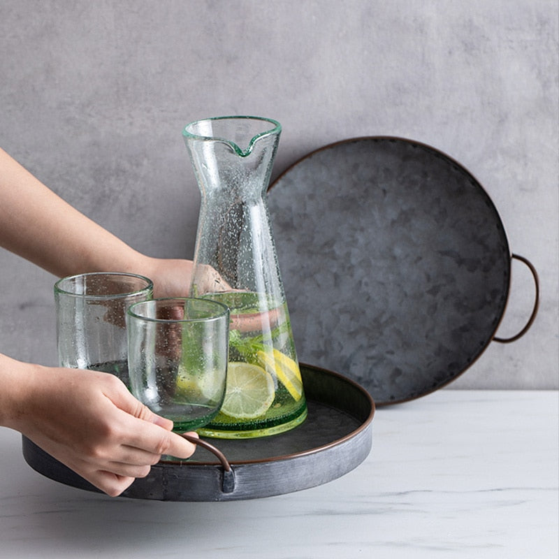 Runde dekorative Eisenplatte im europäischen Stil mit Griffen