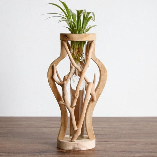 Reine Handarbeit Holzvase